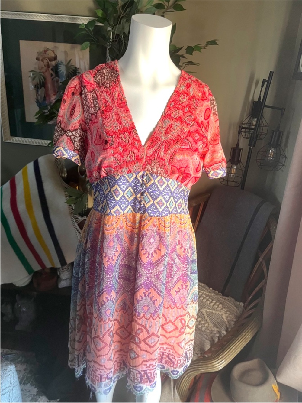 Desigual Vibrant Red Paisley Sleeveless Top - Picture 6 of 7